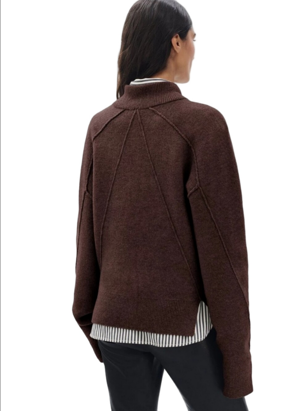 🆕🤎RAG & BONE "BRIDGET" RICH BROWN ITALIAN WOOL BLEND MOCKNECK CARDIGAN - Picture 10 of 16